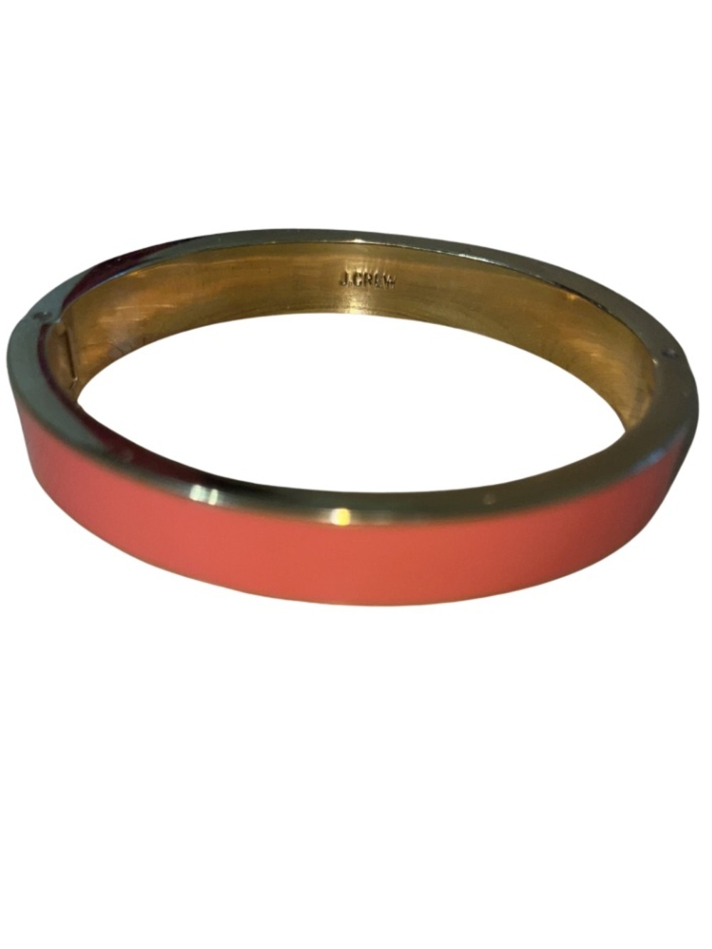 J. Crew Apricot Enamel & Gold-tone Hinged Bangle Bracelet, 6.5”-7” Wrist - Picture 8 of 10